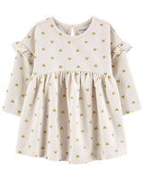 Vestido Beige Corazones Carters Talla 18 meses