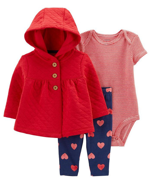 Conjunto Chamarra Corazones Carters Talla 0 a 1 mes