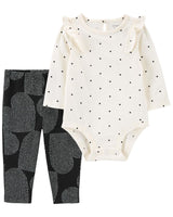 Conjunto Corazones Negros Carters Talla 6 meses