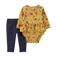 Conjunto Amarillo Flores Carters Talla 0 a 1 mes
