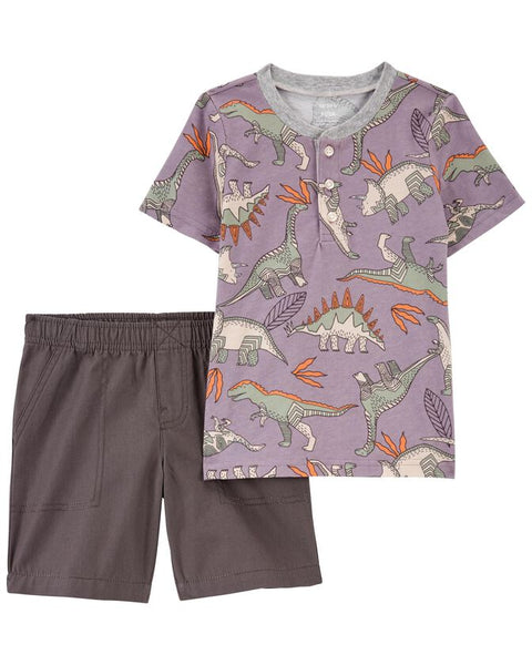 Conjunto Carters Morado Dinos Short Talla 6 Meses