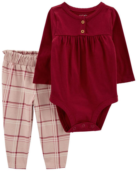 Conjunto Rojo Cuadros Carters Talla 0 a 1 mes