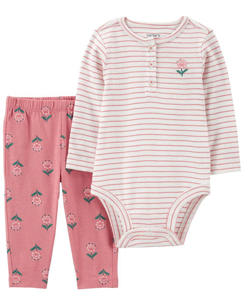 Conjunto Rosa Flores Carters Talla 9 meses