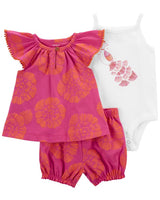 Conjunto rosa flores Carters Talla 12 meses