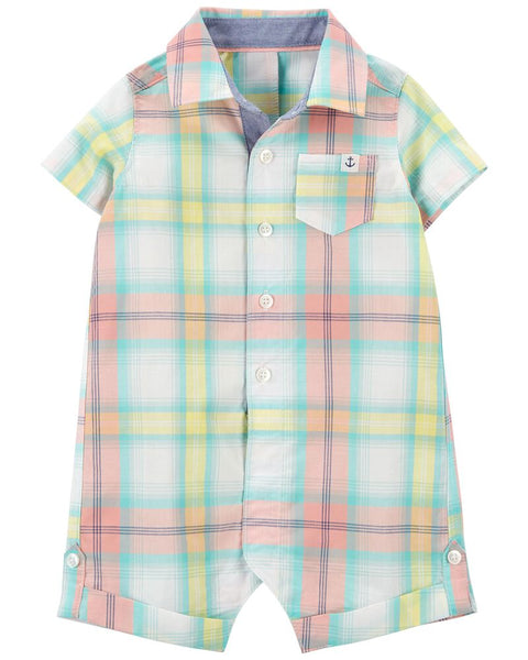 Romper Tipo Polo Cuadros Carters Talla 24 meses