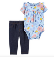 Conjunto Azul Flores Carters Talla 3 meses