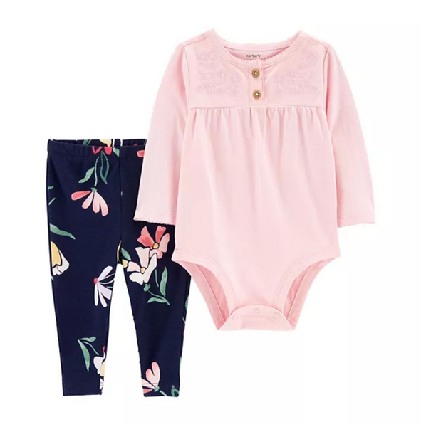 Conjunto Rosa Flores Carters Talla 3 meses