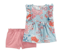 Conjunto Aqua Flores Carters Talla 3 años