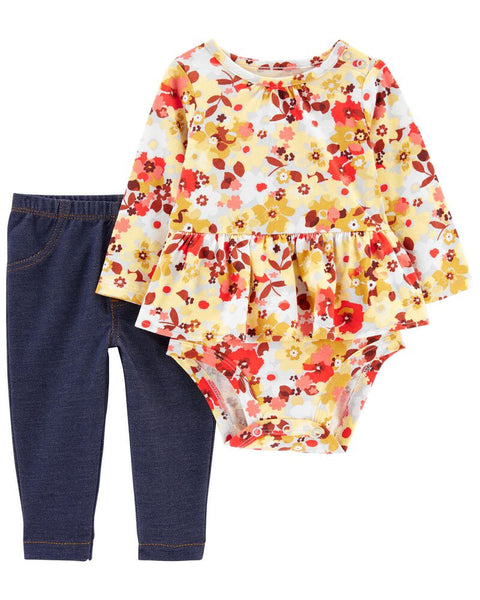 Conjunto Flores Amarillas Carters Talla 3 meses