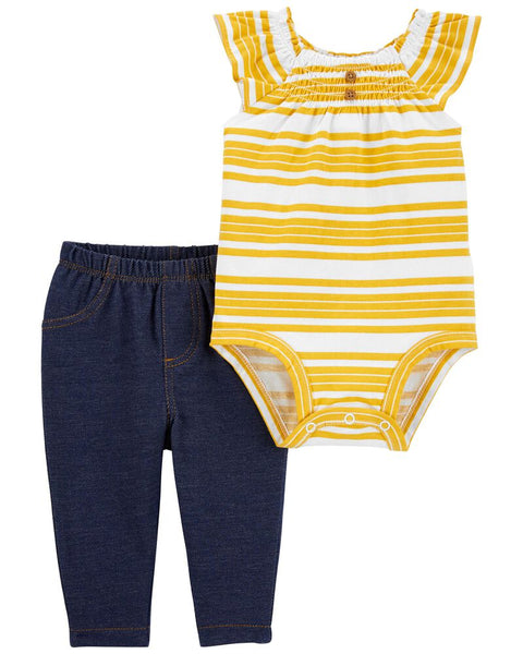 Conjunto Rayas Amarillas Carters Talla 24 meses