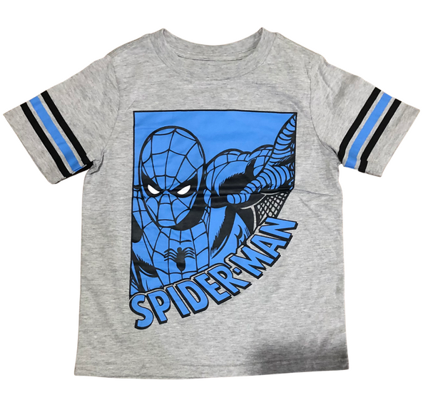 Playera Gris y azul Spiderman Talla 6 años