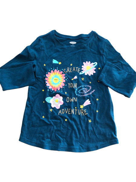 Playera Verde Flores Old Navy Talla 4 años