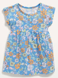 Vestido Azul Flores Old Navy Talla 3 meses