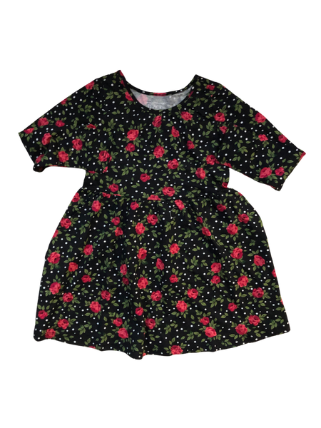 Vestido Negro Flores Childrens Place Talla 4 años